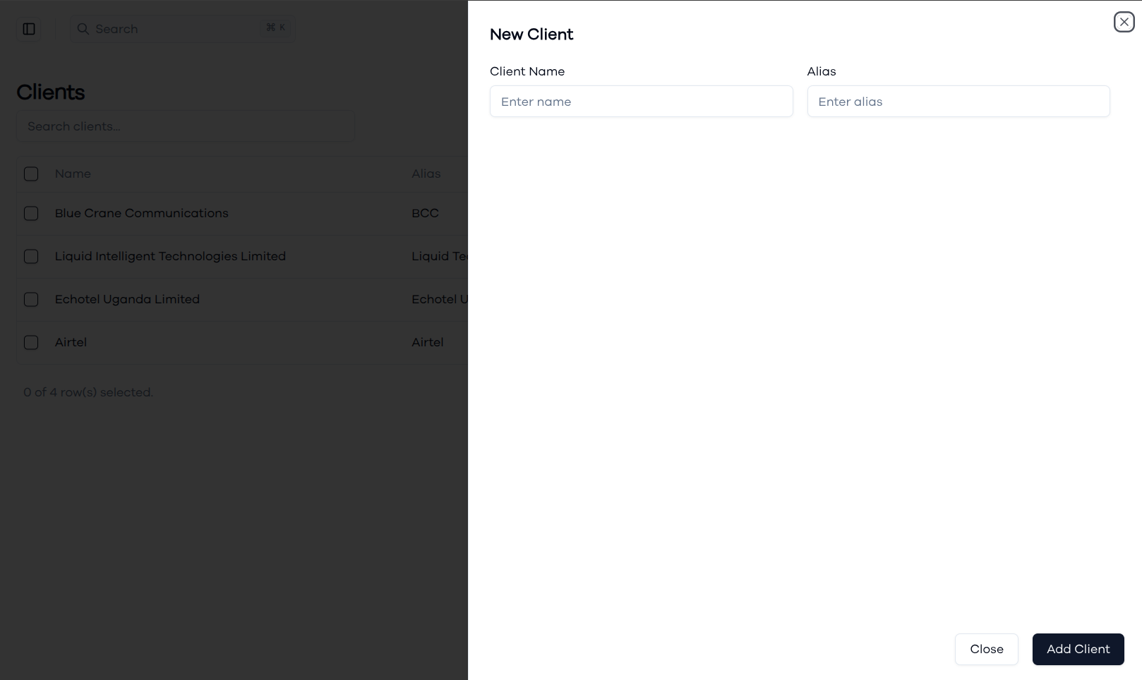 Creating New Client