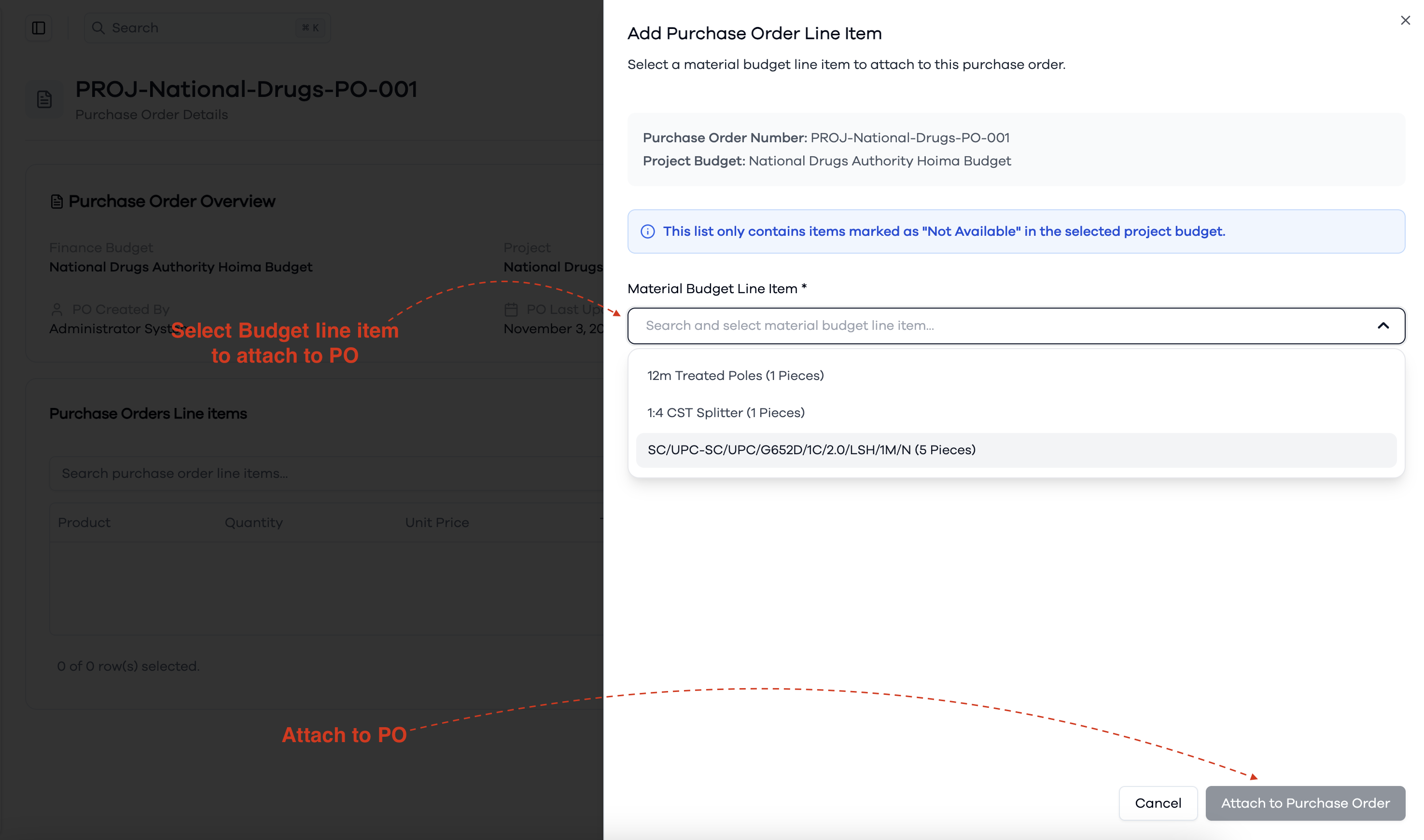 create PO item form