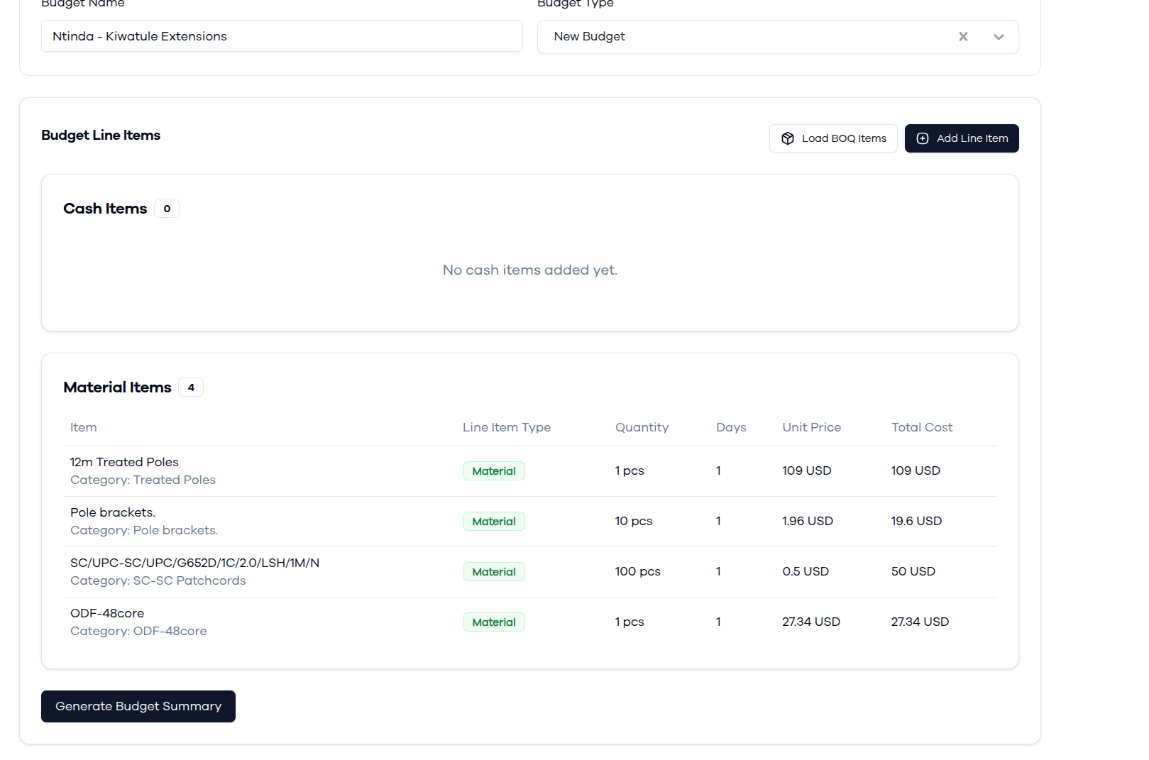 BOQ Item Added Successfully