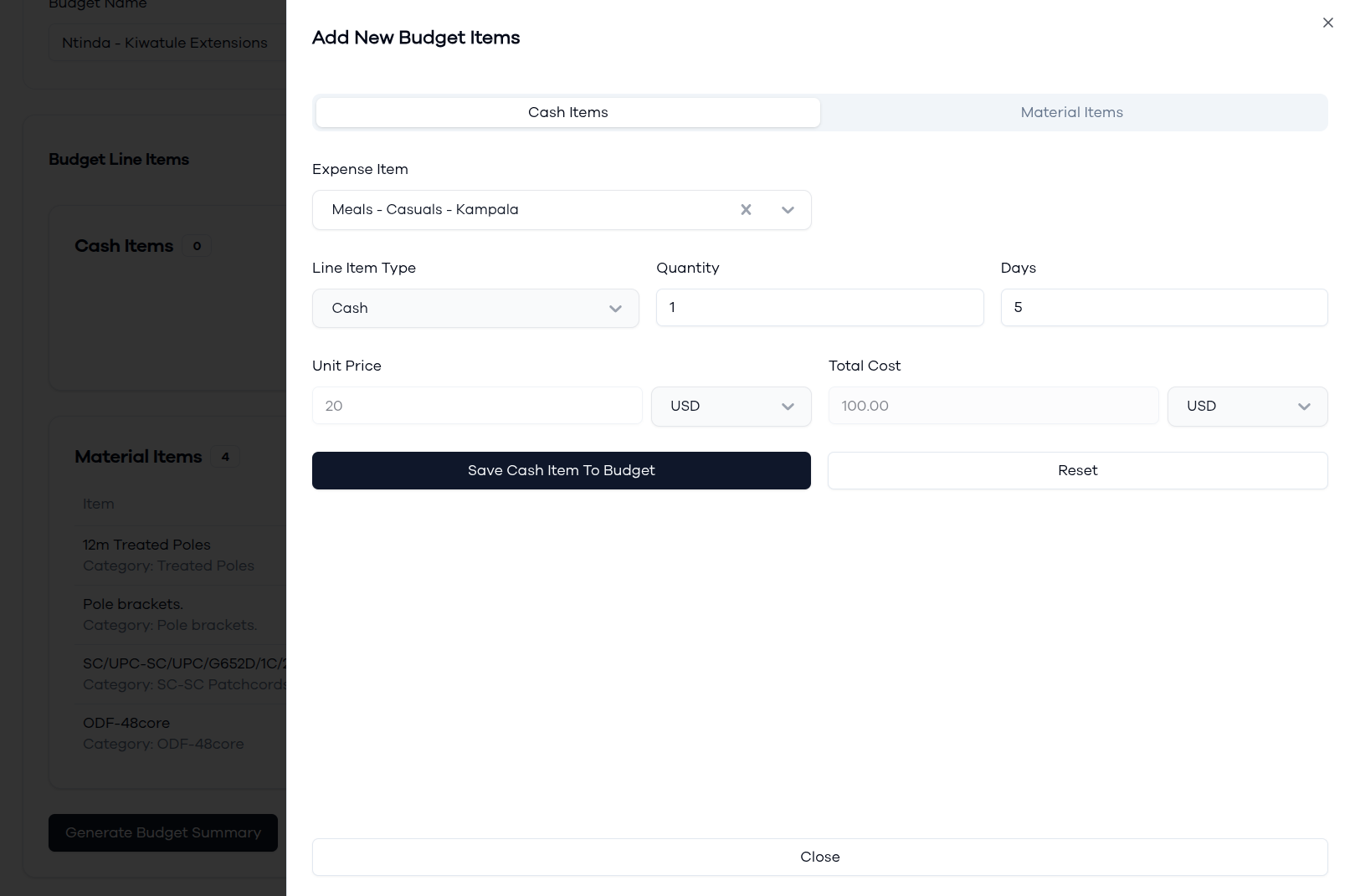 Add New Cash Items