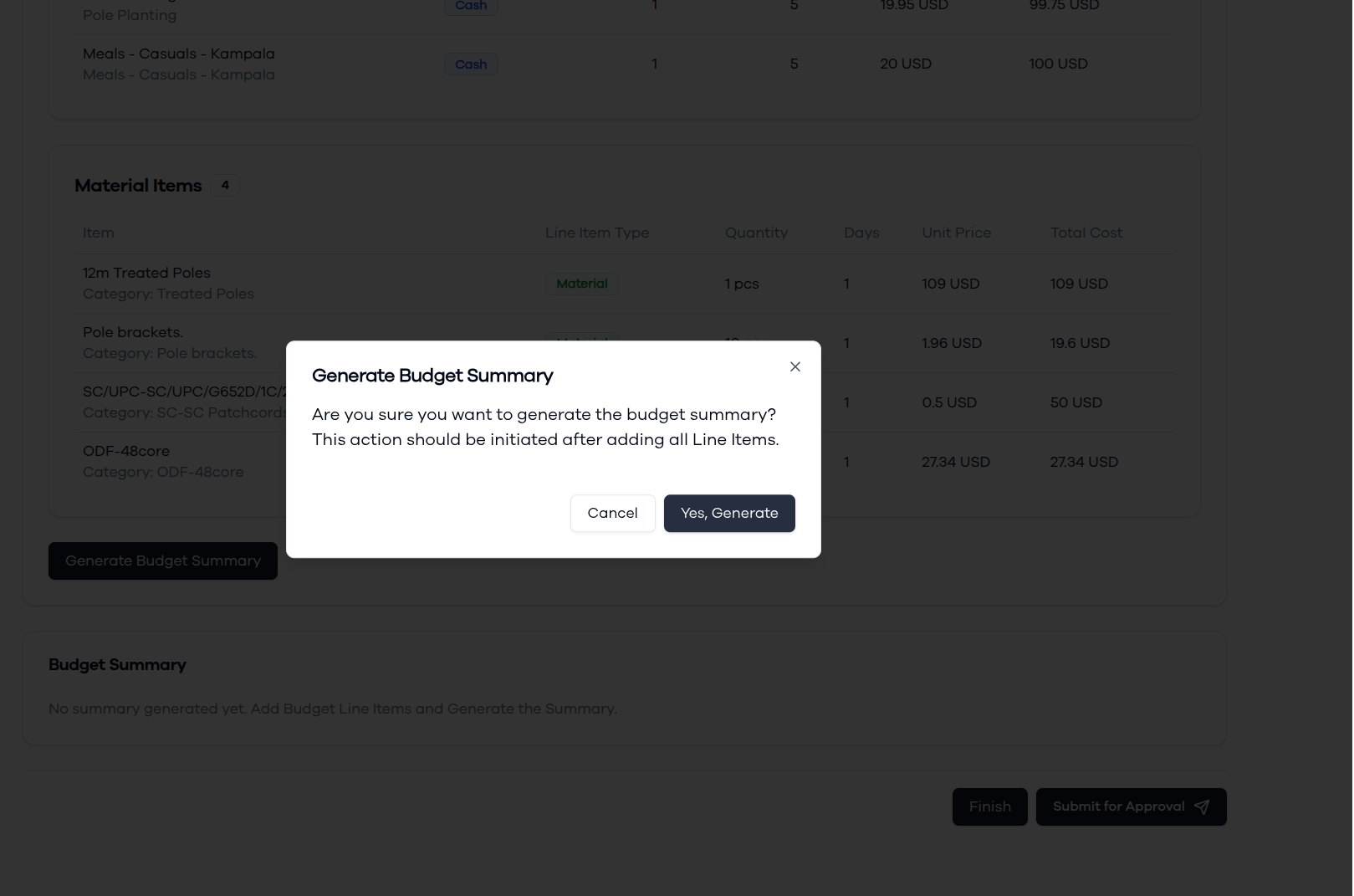 Generating Budget Summary