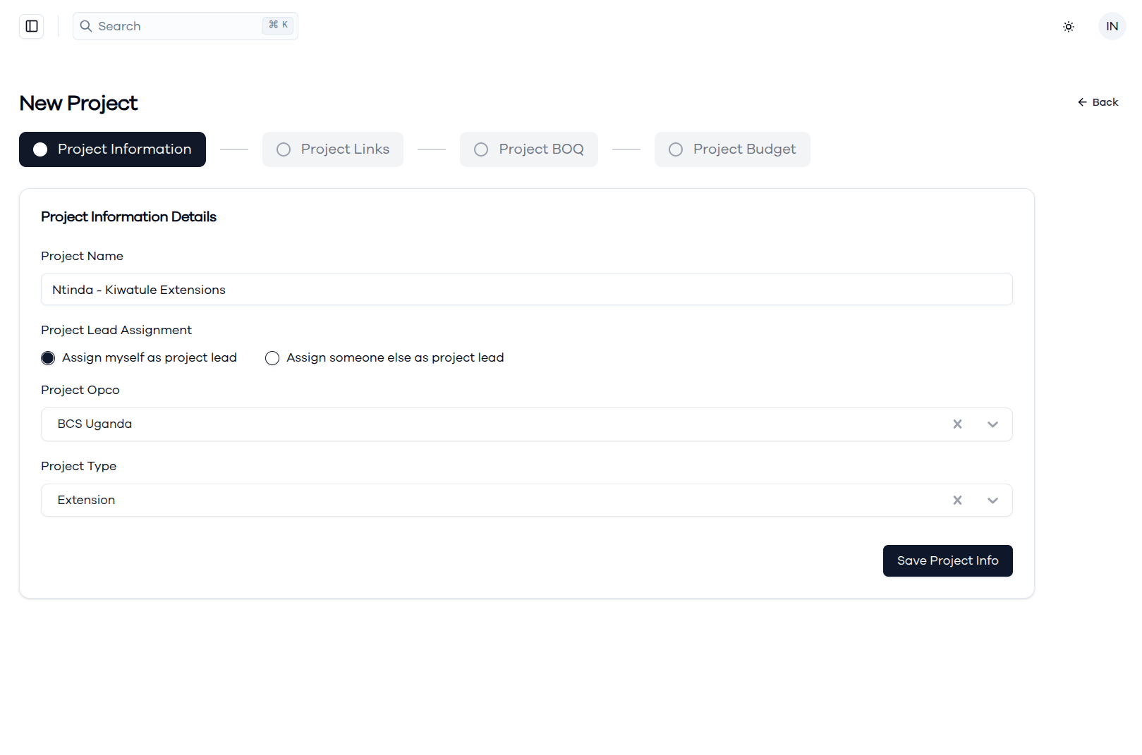 Project Information Form