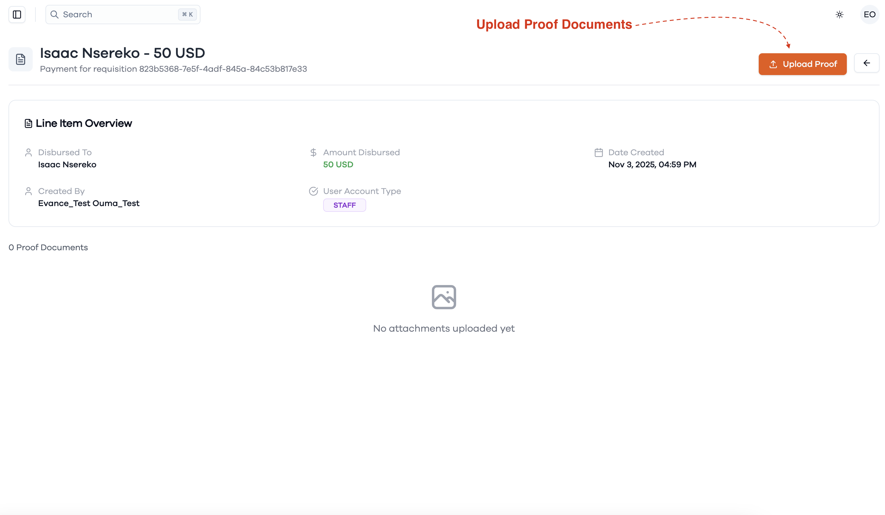 Upload Proof Documents