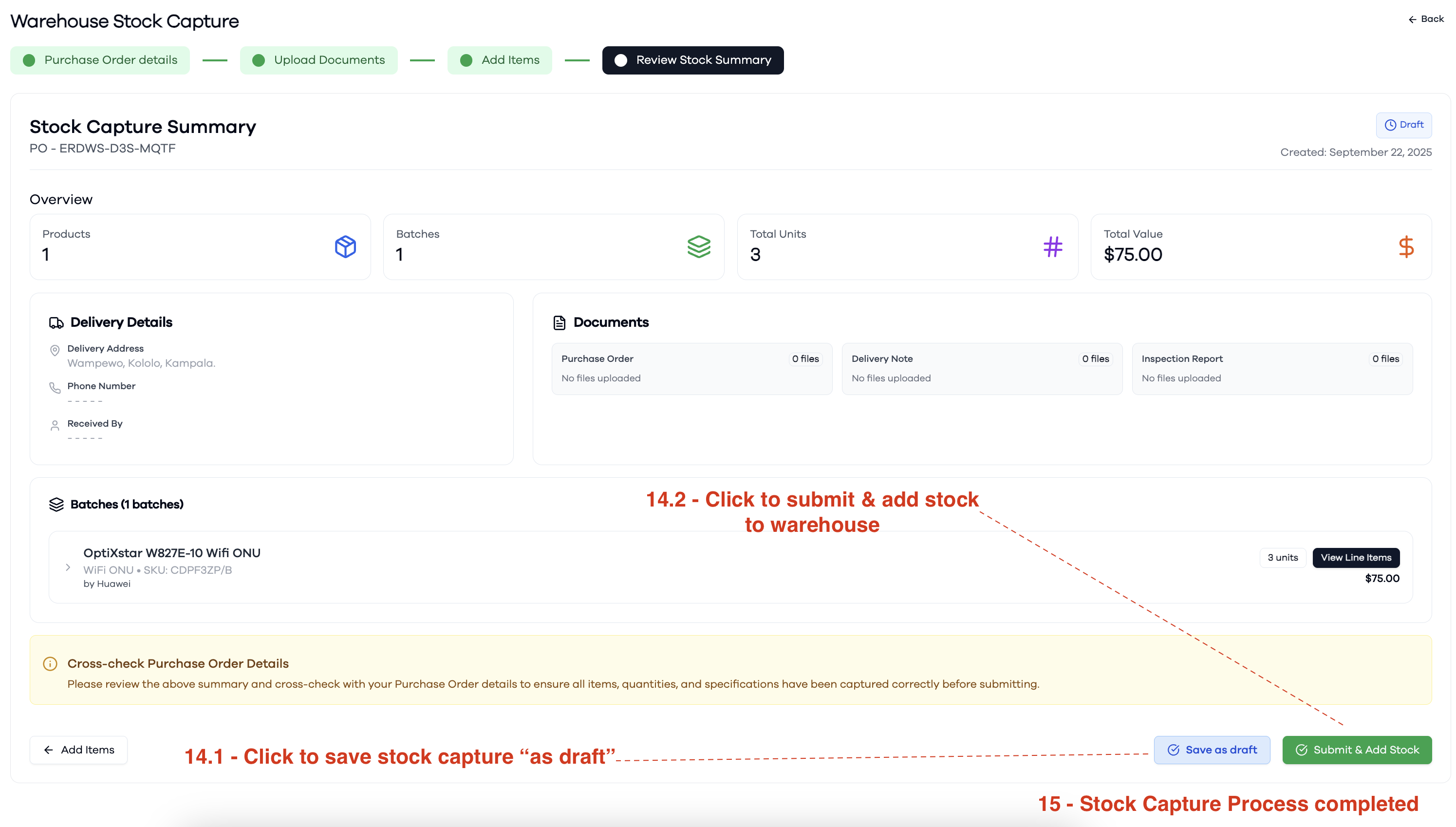 Stock Capture Details