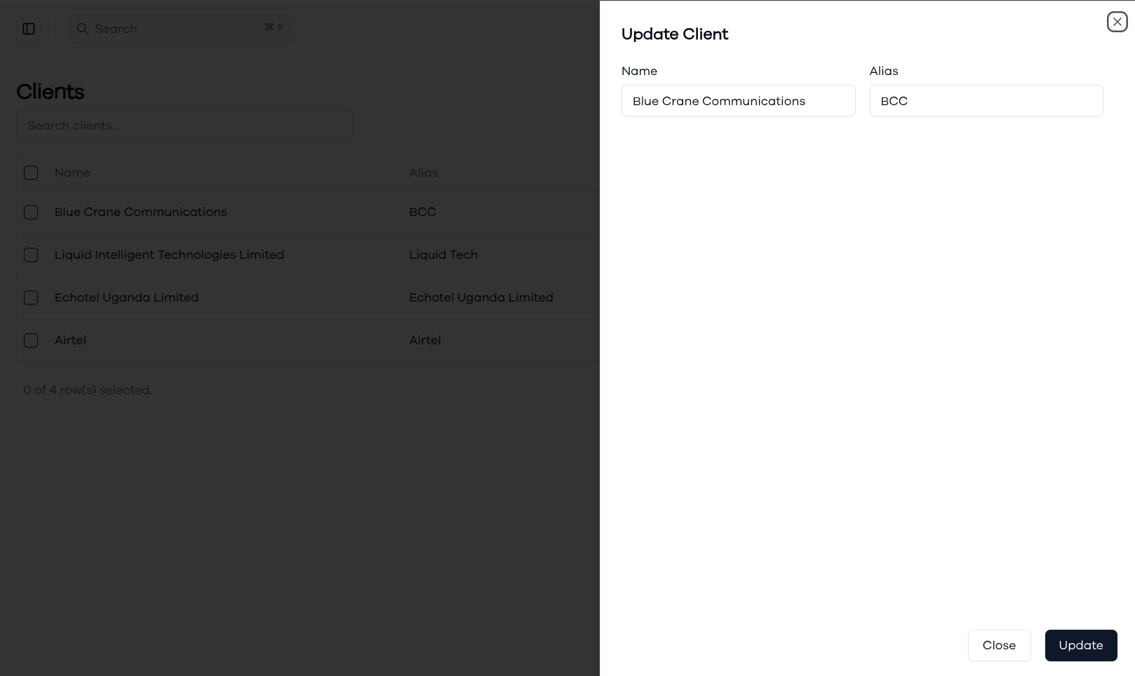 Updating a Client