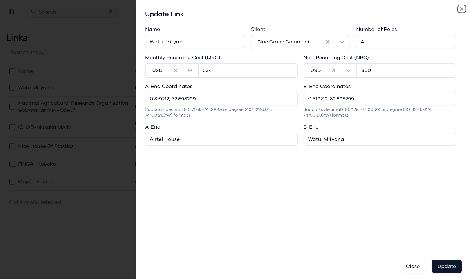 Updating a Link
